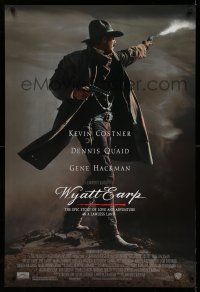 9c840 WYATT EARP 1sh '94 cool image of Kevin Costner in the title role firing gun!
