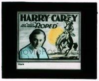 9d118 ROPED glass slide '19 Harry Carey in super early John Ford western, cool cowboy art!
