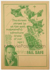 9d333 FAIL SAFE herald '64 directed by Sidney Lumet, most suspenseful adventure drama of our age!