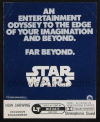 9d436 STAR WARS 7.5x9.5 herald '77 an entertainment odyssey to the edge of your imagination & beyond