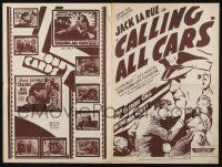 9d486 CALLING ALL CARS pressbook '35 Jack La Rue, the clarion call in the man hunt, cool art!