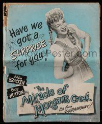 9d563 MIRACLE OF MORGAN'S CREEK pressbook '43 Preston Sturges, Eddie Bracken & Betty Hutton!
