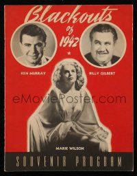9d691 BLACKOUTS OF 1942 stage play souvenir program book '42 Ken Murray, Marie Wilson, Billy Gilbert