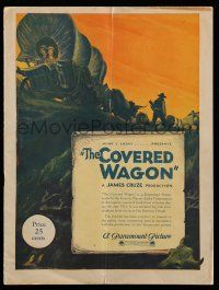 9d730 COVERED WAGON souvenir program book '23 great Hibbiker art of pioneers on The Oregon Trail!