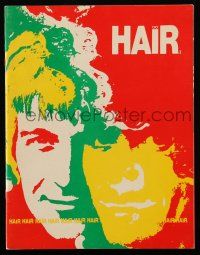 9d795 HAIR stage play souvenir program book '70 cool cover art for the famous musical!