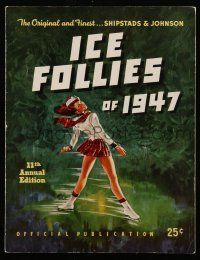 9d819 ICE FOLLIES OF 1947 souvenir program book '47 cool ice skating variety show 11th edition!