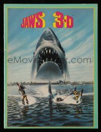 9d834 JAWS 3-D souvenir program book '83 Gary Meyer shark artwork, the third dimension is terror!