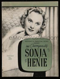 9d940 SONJA HENIE stage play souvenir program book '39 Sonja Hene and her Ice Revue Tour 1939-1940!