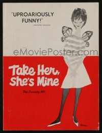9d961 TAKE HER, SHE'S MINE stage play souvenir program book '61 great cover art by Morrow!