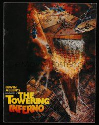 9d978 TOWERING INFERNO souvenir program book '74 Steve McQueen, Paul Newman, art by John Berkey!