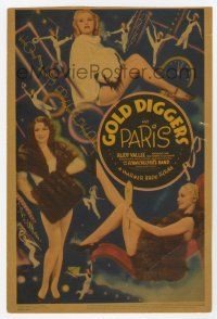 9d016 GOLD DIGGERS IN PARIS mini WC '38 sexy half-dressed dancers Rosemary Lane & Gloria Dixon art!