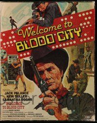 9d655 WELCOME TO BLOOD CITY English pressbook '77 Arnaldo Putzu art of Jack Palance, cowboy sci-fi!