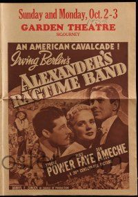 9d270 ALEXANDER'S RAGTIME BAND herald '38 Tyrone Power, Alice Faye & Don Ameche, Irving Berlin