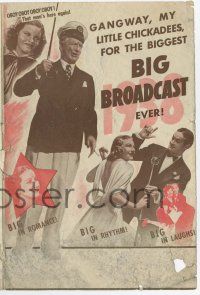 9d289 BIG BROADCAST OF 1938 herald '38 W.C. Fields, Dorothy Lamour, Martha Ray, Bob Hope, showgirls