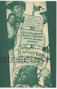 9d303 CAPTAIN KIDD herald '45 pirate Charles Laughton, Randolph Scott, Barbara Britton, Carradine