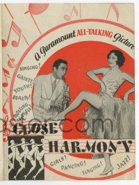 9d308 CLOSE HARMONY herald '29 Charles Buddy Rogers, Nancy Carroll, Jack Oakie, romantic musical!