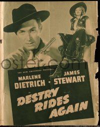 9d321 DESTRY RIDES AGAIN herald '39 James Stewart & sexy Marlene Dietrich as Frenchy!