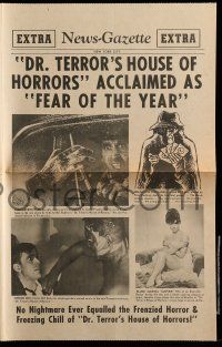 9d328 DR. TERROR'S HOUSE OF HORRORS herald '65 Christopher Lee, cool newspaper style!