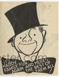 9d350 HARDYS RIDE HIGH herald '39 cool Al Hirschfeld art of Mickey Rooney in top hat & bow tie!