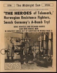 9d352 HEROES OF TELEMARK herald '66 Kirk Douglas & Richard Harris stop Nazis from making atom bomb!