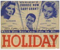 9d354 HOLIDAY herald '38 will millionaire Cary Grant choose Katharine Hepburn or Doris Nolan!