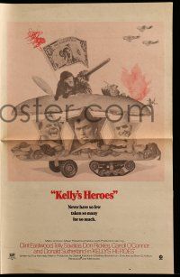 9d371 KELLY'S HEROES herald '70 Clint Eastwood, Telly Savalas, Don Rickles, Sutherland, WWII!
