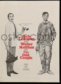 9d402 ODD COUPLE herald '68 art of best friends Walter Matthau & Jack Lemmon by Robert McGinnis!
