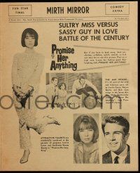 9d413 PROMISE HER ANYTHING herald '66 sultry Leslie Caron vs sassy Warren Beatty, newspaper design!