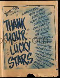 9d448 THANK YOUR LUCKY STARS herald '43 Humphrey Bogart, Bette Davis, Errol Flynn & more pictured!