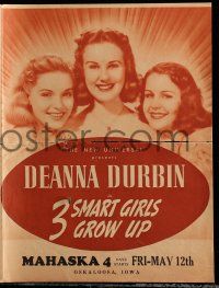 9d453 THREE SMART GIRLS GROW UP herald '39 Deanna Durbin, Nan Grey, Helen Parrish, Robert Cummings