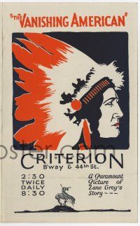 9d459 VANISHING AMERICAN herald '25 Zane Grey, cool art of Native American Indian Richard Dix!