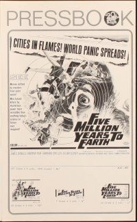 9d514 FIVE MILLION YEARS TO EARTH pressbook '67 cities in flames, world panic spreads!