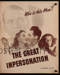 9d524 GREAT IMPERSONATION pressbook '42 spy Ralph Bellamy is twice as dangerous, Evelyn Ankers!
