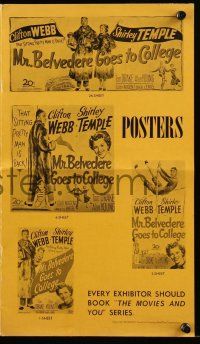 9d569 MR. BELVEDERE GOES TO COLLEGE pressbook '49 art of Shirley Temple & wacky Clifton Webb!