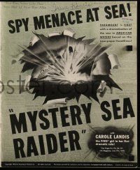 9d575 MYSTERY SEA RAIDER pressbook '40 Carole Landis, Henry Wilcoxon, spy menace at sea!