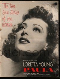 9d599 PAULA pressbook '52 really pretty Loretta Young had only gone half-way to love before!