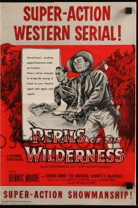 9d602 PERILS OF THE WILDERNESS pressbook '55 Canadian Mounted Police super-action western serial!