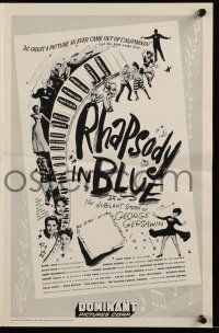 9d614 RHAPSODY IN BLUE pressbook R56 Robert Alda as George Gershwin, Al Jolson pictured!