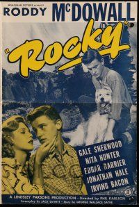 9d623 ROCKY pressbook '48 great images of Roddy McDowall with his dog & pretty Nita Hunter!