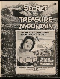 9d629 SECRET OF TREASURE MOUNTAIN pressbook '56 Valerie French is $10 million worth of lust!