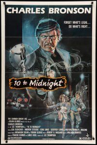 9f004 10 TO MIDNIGHT 1sh '83 cool action art of detective Charles Bronson, forget what's legal!