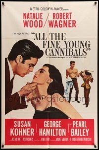 9f032 ALL THE FINE YOUNG CANNIBALS 1sh '60 art of Robert Wagner about to kiss sexy Natalie Wood!