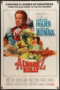 9f034 ALVAREZ KELLY 1sh '66 William Holden & Colonel Richard Widmark, artwork by Robert Abbett!
