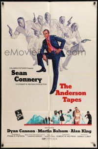 9f039 ANDERSON TAPES 1sh '71 art of Sean Connery & gang of masked robbers, Sidney Lumet