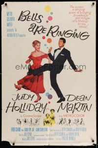 9f078 BELLS ARE RINGING 1sh '60 image of Judy Holliday & Dean Martin singing & dancing!