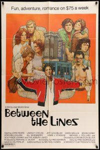 9f082 BETWEEN THE LINES 1sh '77 Richard Amsel artwork, John Heard, fun, adventure & romance!