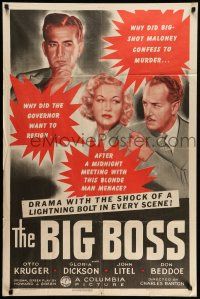 9f085 BIG BOSS 1sh '41 Otto Kruger, John Litel, Gloria Dickson as blonde man menace!