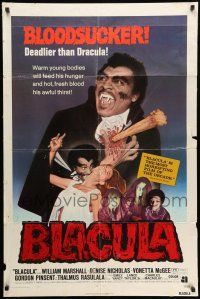 9f100 BLACULA 1sh '72 black vampire William Marshall is deadlier than Dracula, great image!