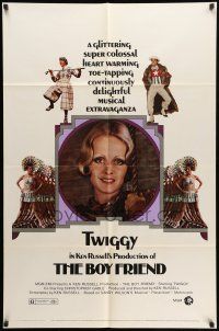 9f111 BOY FRIEND 1sh '71 cool art of sexy Twiggy by Dick Ellescas, directed by Ken Russell!