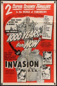 9f131 CAPTIVE WOMEN/INVASION U.S.A. 1sh '56 The World 1000 Years From Now!